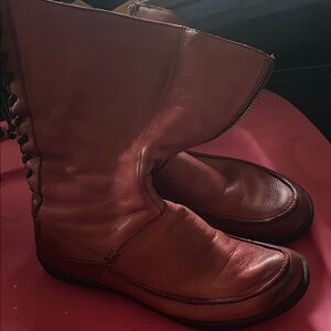 Men's Red Leather Mid-Calf Boots